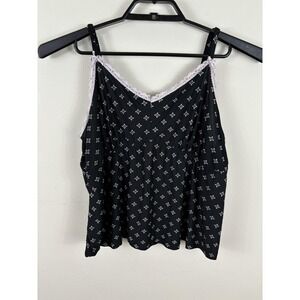 Rene Rofe Tank Top Womens 2XL Black Pink Babydoll Sleepwear Y2K 90s Style Lace